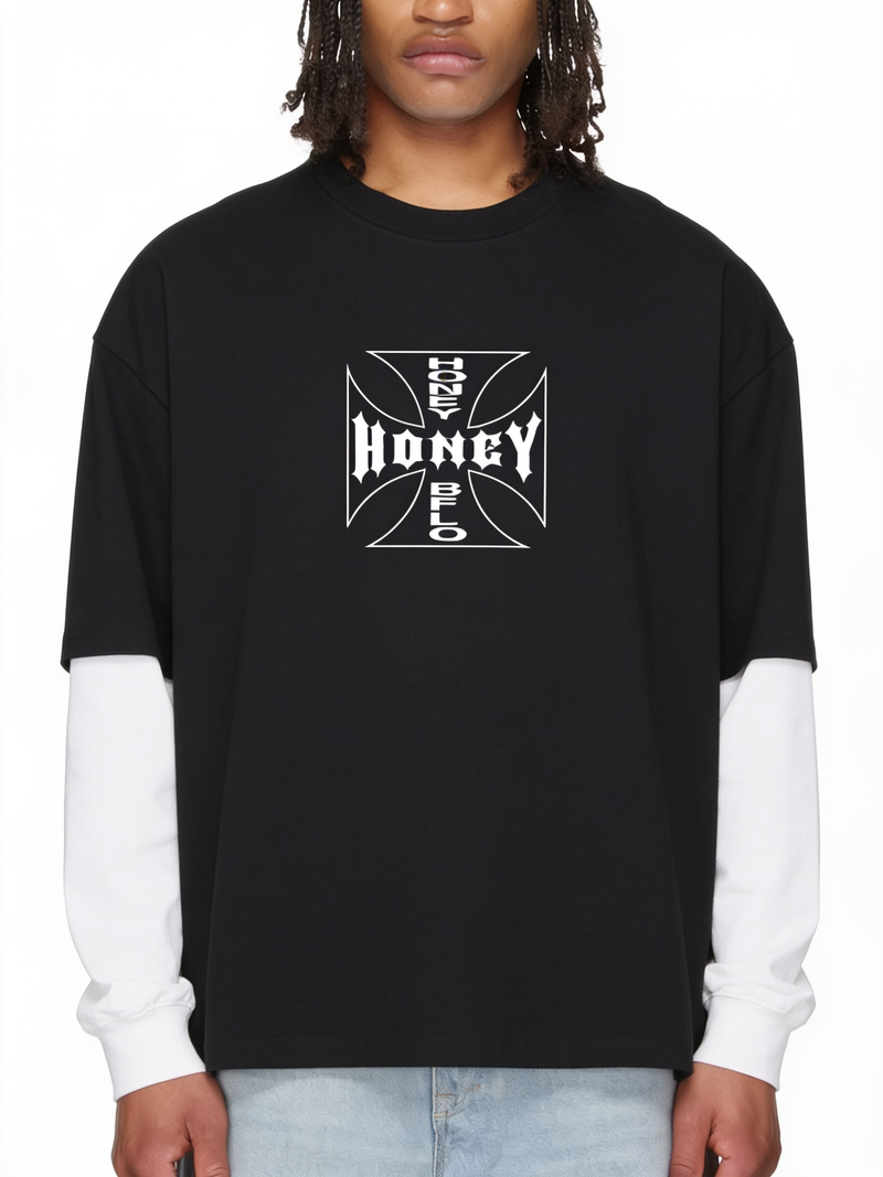 Honey Chopper Layered Contrast Sleeve T-Shirt