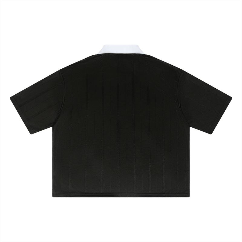 Black Unisex Striped Boxy Soccer Jersey