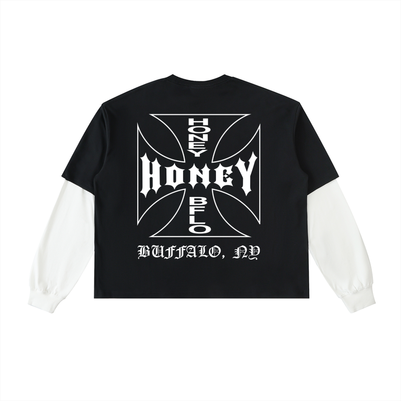 Honey Chopper Layered Contrast Sleeve T-Shirt