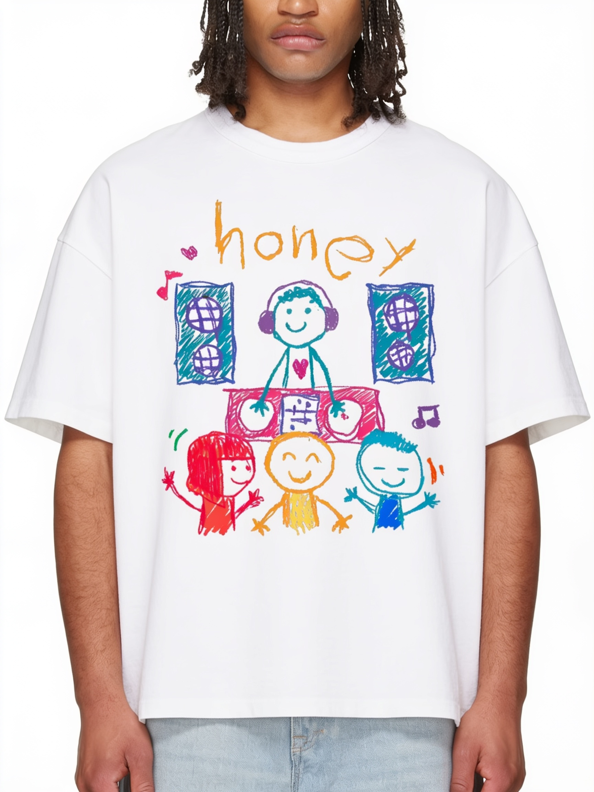 Honey Doodle Heavyweight Drop Shoulder Cotton T-Shirt